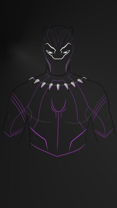 Minimalist Black Panther Artwork with Purple Accents