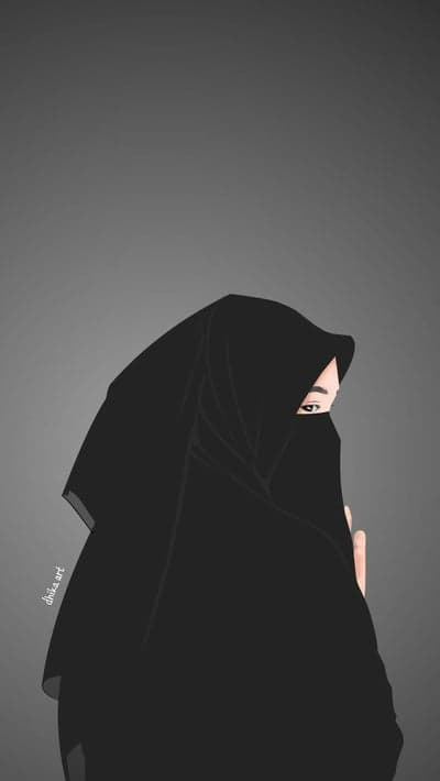 Muslim Woman in Hijab and Niqab Looking Sideways