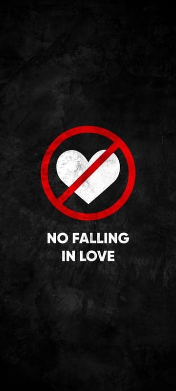 No Falling In Love Heart Symbol Dark Background