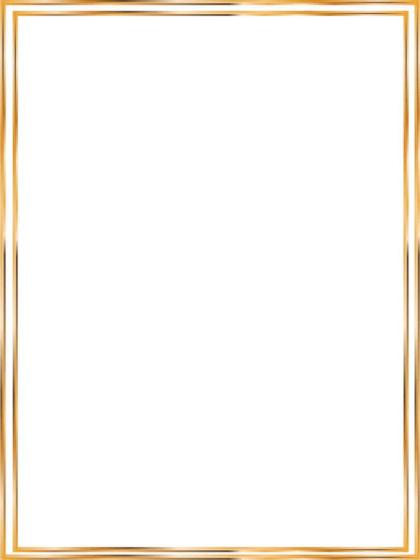 Brown rectangular frame with thin gold metallic border lines features unique angled corners on a transparent layer.