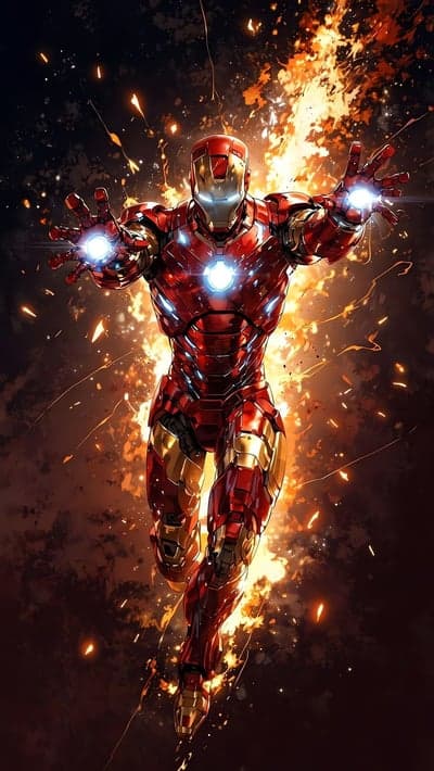 Iron Man Repulsor Blast Explosion Mobile Wallpaper