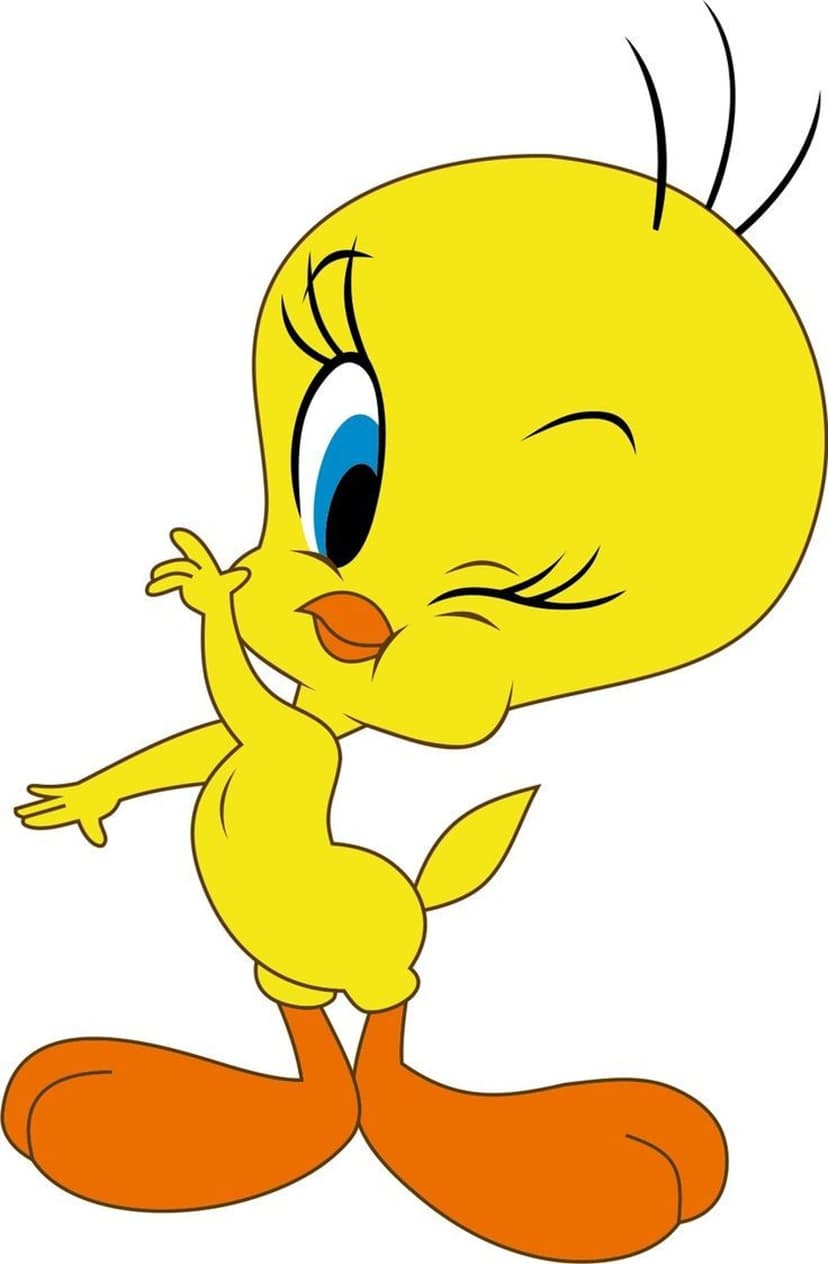 Tweety Bird winks with a hand to his cheek against a plain white background in this portrait phone wallpaper.