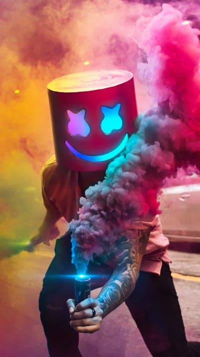 Marshmello with Smoke Grenades and Colorful Smoke