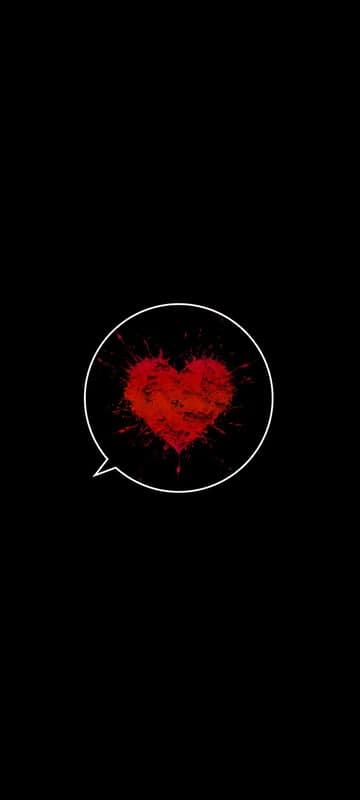 Bloody Heart in Speech Bubble Black Background