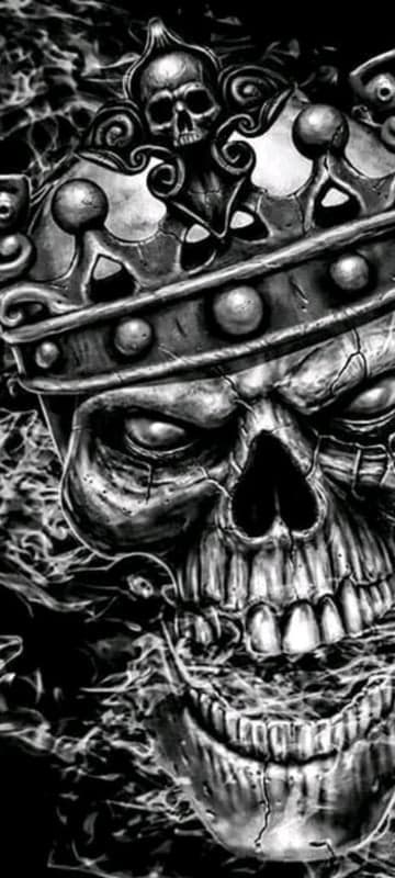 Sinister Skull King Crowned in Darkness and Smoke