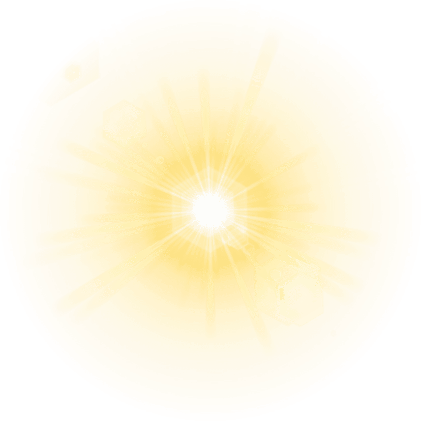 Golden sunlight texture beams radiate from a thin metallic border against a transparent backdrop for layering.