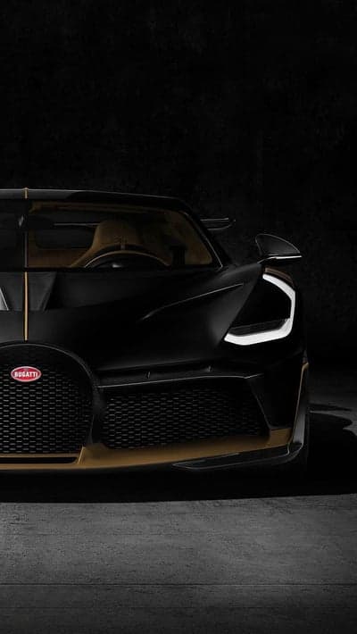Luxury Black and Gold Bugatti Hypercar Phone Wallpaper