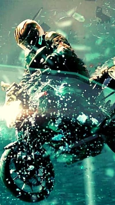 Neon Cyberpunk Biker Mobile Background Night Scene