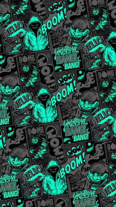Glow-in-the-dark comic book style wallpaper