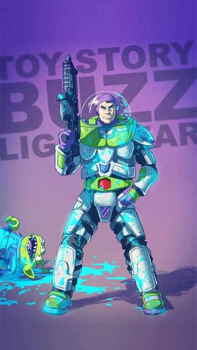 Buzz Lightyear vs. Alien in Toy Story Art