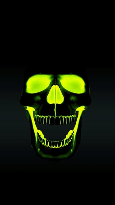 Radioactive Green Skeleton Skull Vertical Mobile Wallpaper