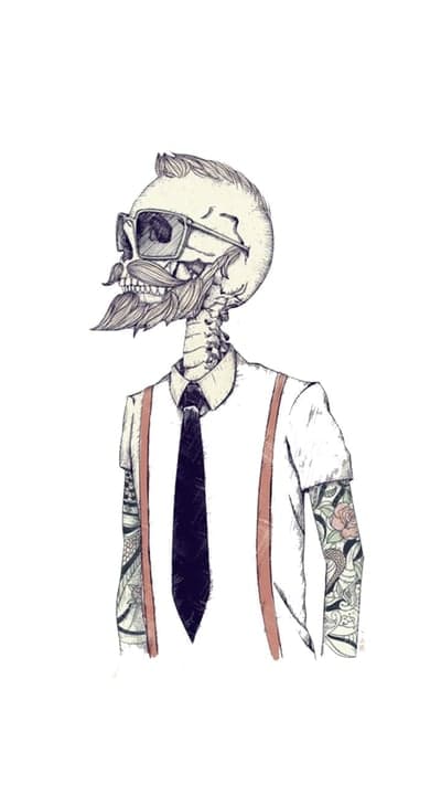 Hipster Skeleton Tattoo Art Phone Background Portrait