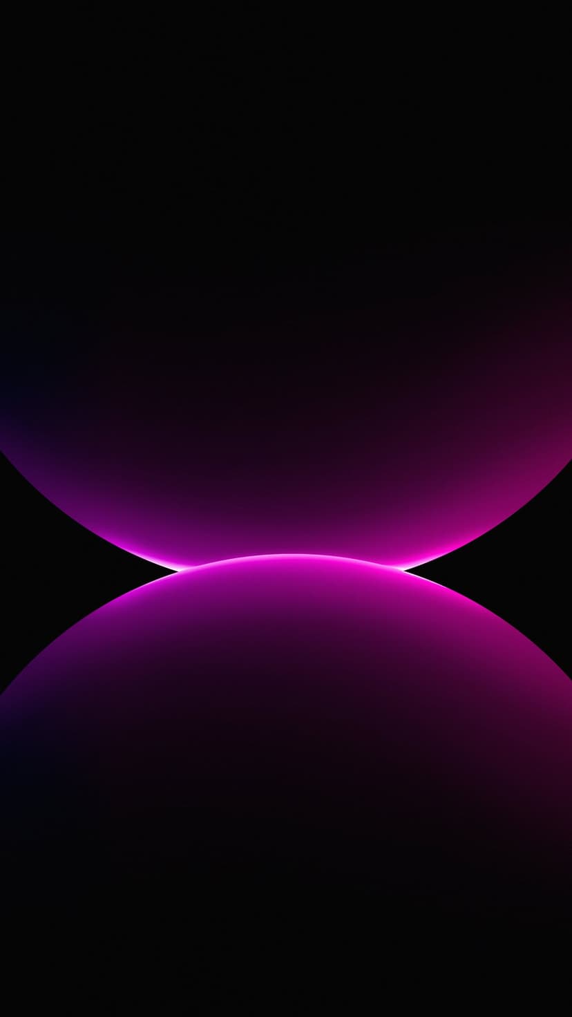 Luminous purple and fuchsia waves curve gracefully against a solid black background in a minimalist design.
