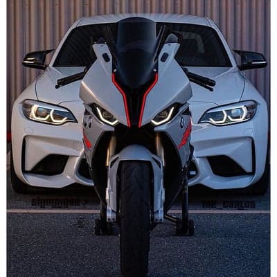 White BMW M2 and Performance Sportbike Phone Wallpaper