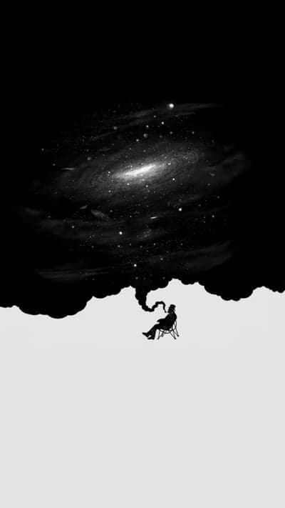 Minimalist Man Smoking a Galaxy Cosmic Phone Wallpaper