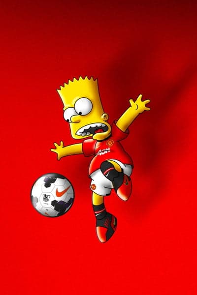 Bart Simpson plays soccer in Manchester United kit