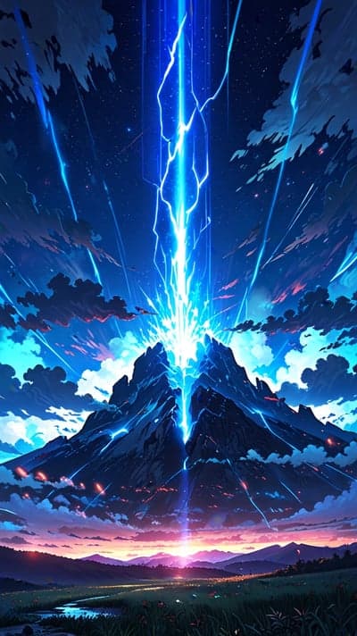 Stormy Mountain Sunrise Lightning Phone Wallpaper