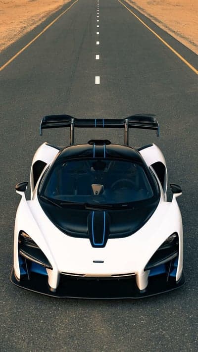 Aerial McLaren Senna Supercar Desert Road Phone Background