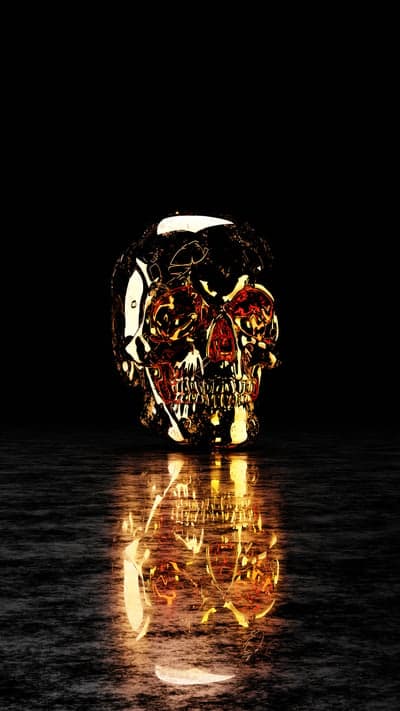 Radiant Gilded Skull with Crimson Glow Mobile Wallpaper