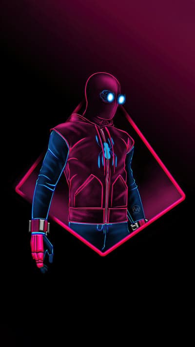 Spider-Man Neon Outline Art