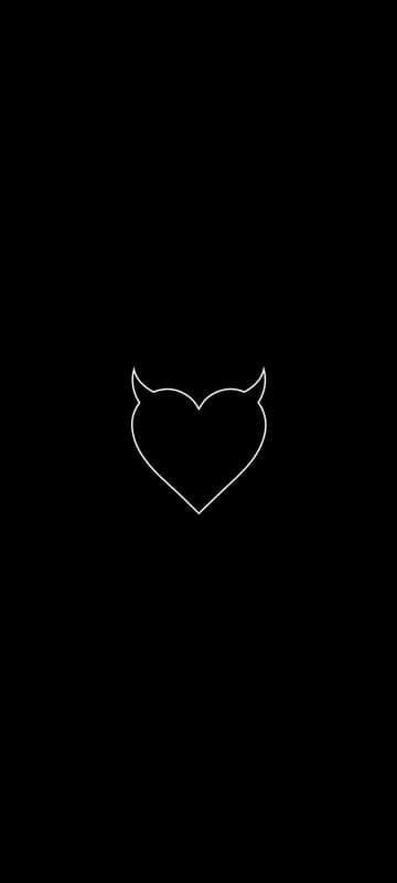 Devil Heart Icon Black Background White Outline