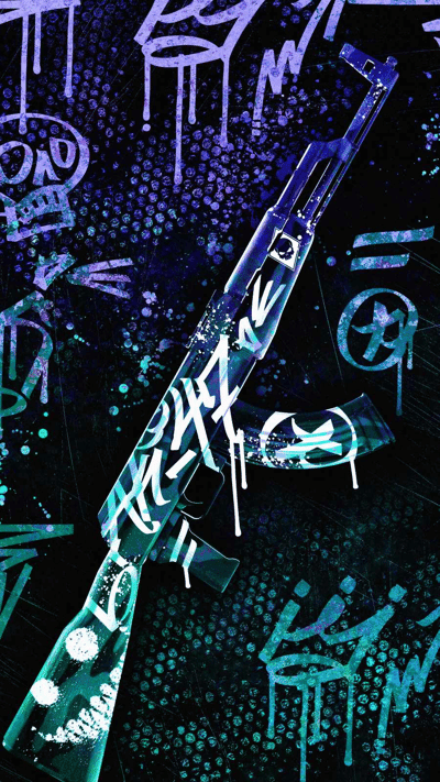 Graffiti AK-47 wallpaper with neon abstract art