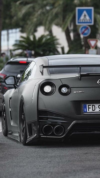 Matte Gray Nissan GT-R Nismo Rear View Phone Wallpaper