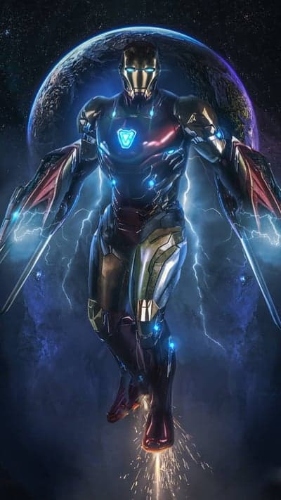 Iron Man Cosmic Armor Space Nebula Phone Wallpaper