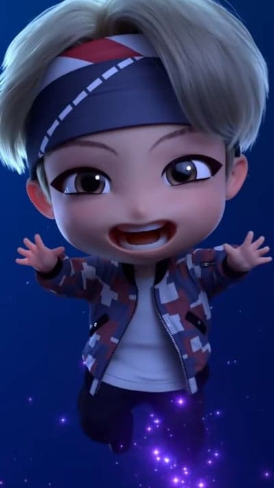 Cute Animated Character with Bandana and Sparkles
