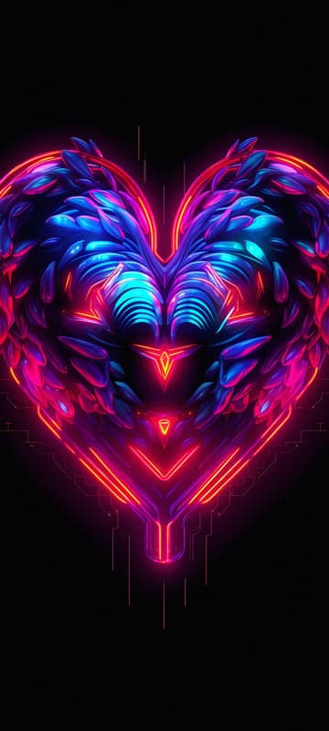 Neon Heart Abstract Design