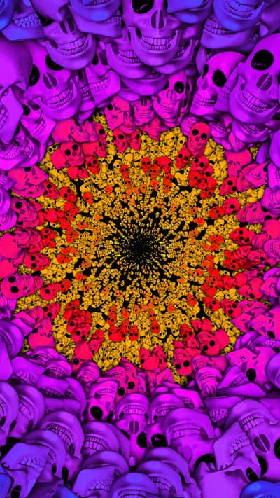 Neon Skull Vortex Abstract Phone Backdrop in Trippy Colors