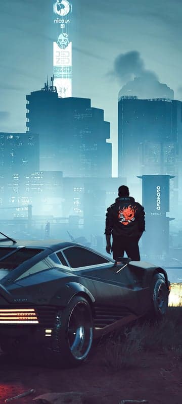 Cyberpunk Samurai Car and Cityscape at Night