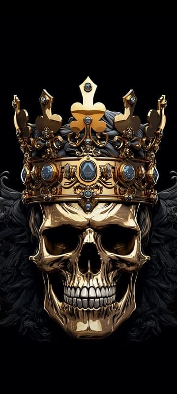 Ornate Golden Skull King Mobile Wallpaper with Blue Jewels