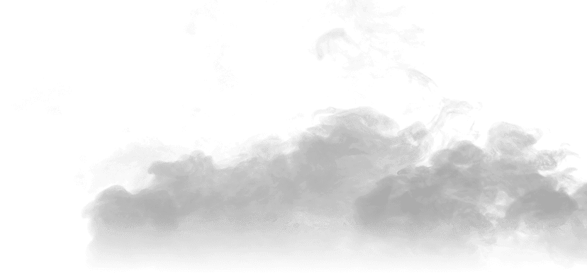 Realistic gray smoke wisps flow horizontally with soft translucent edges against a transparent background.