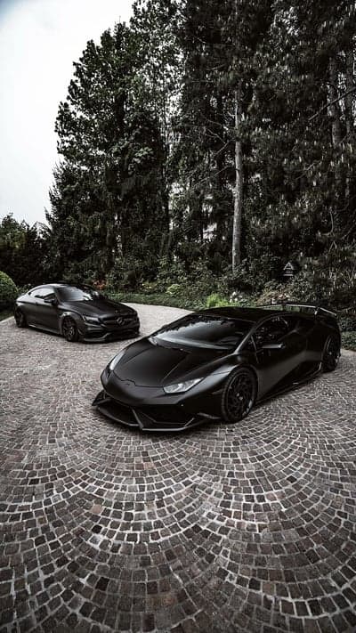 Matte Black Supercars Cobblestone Mobile Wallpaper
