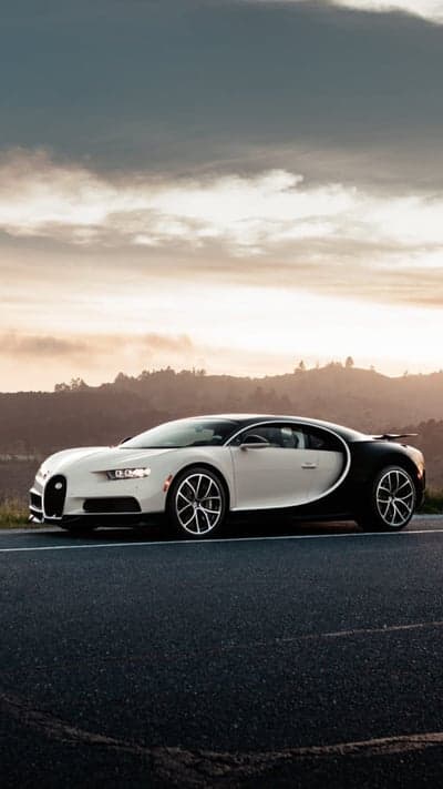 Luxury Bugatti Chiron Supercar Sunset Mobile Background