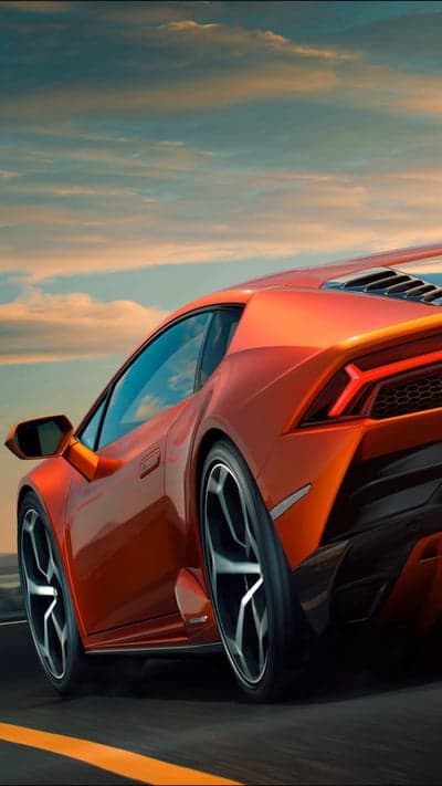 Sunset Orange Lamborghini Supercar Vertical Phone Backdrop
