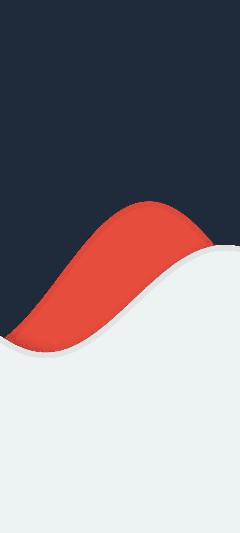 Red and white flowing waves curve across a deep navy background with smooth lines and sharp color contrast.