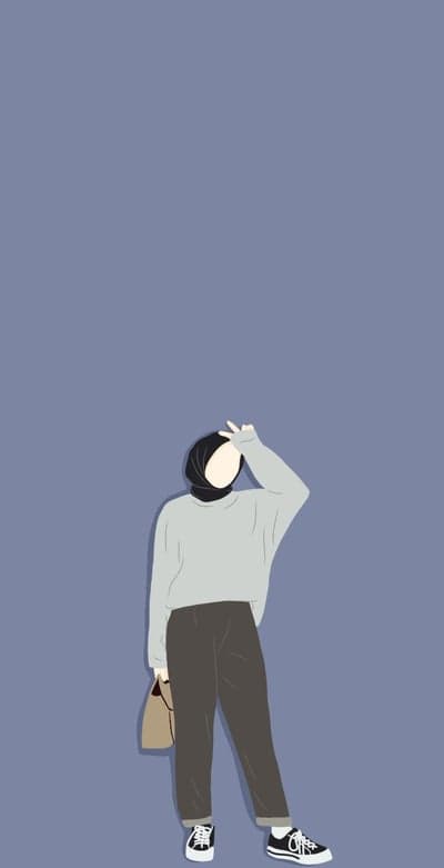 Minimalist Hijabi Woman Posing with Peace Sign