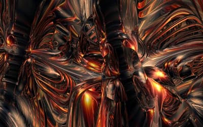 Abstract 3D Render of Molten Metal Structures