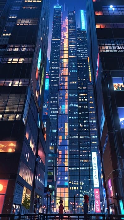 Futuristic Metropolis Glow Anime Tablet Wallpaper