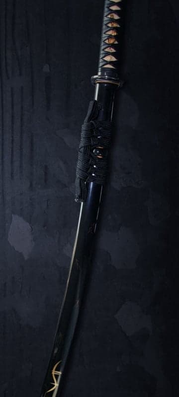 Dark Samurai Sword on Textured Black Background
