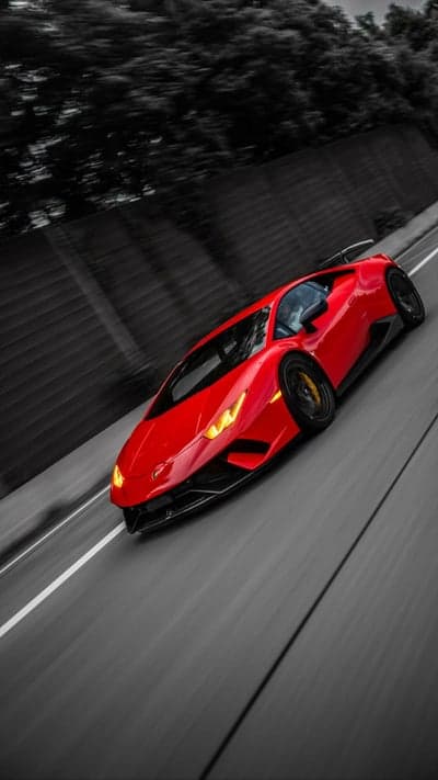 Red Huracan Supercar Motion Blur Mobile Wallpaper