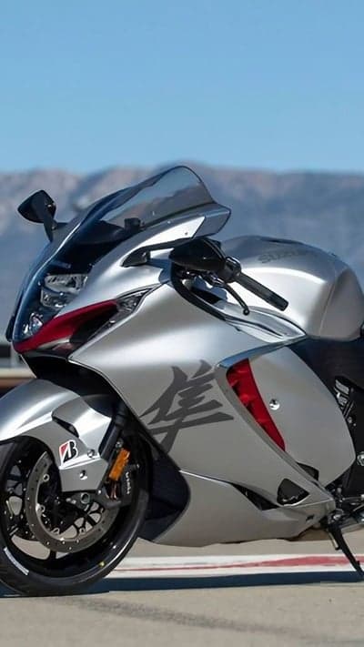 Silver Suzuki Hayabusa Motorcycle on Sunny Day