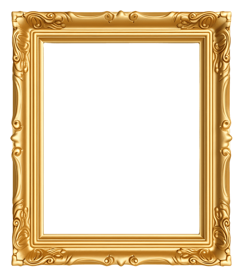 Ornate gold picture frame featuring intricate filigree patterns and a polished metallic texture on its border.