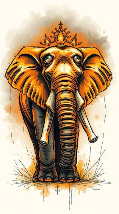 Majestic Elephant Crowned with Golden Tiara