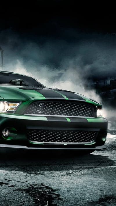 Emerald Ford Mustang Shelby GT500 Stormy Night Wallpaper