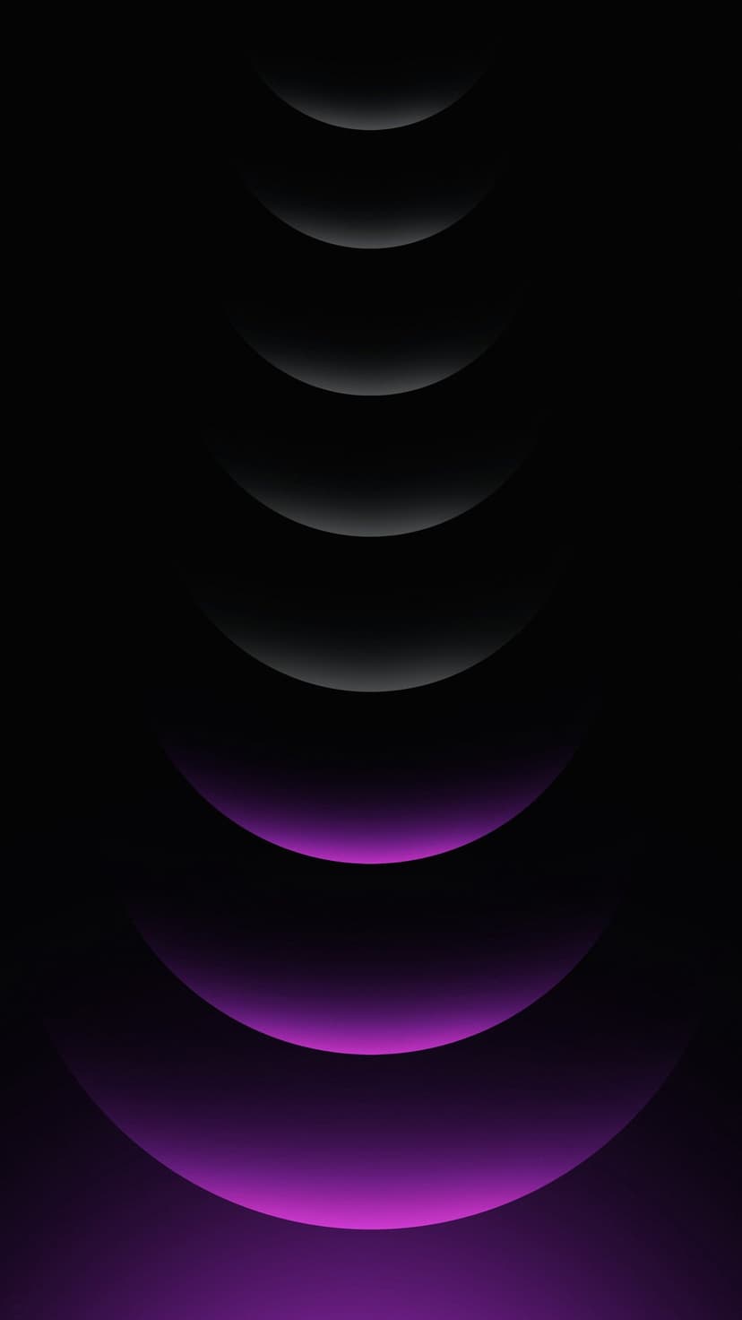 Overlapping purple and gray curved shapes flow against a black backdrop with soft ambient lighting effects.