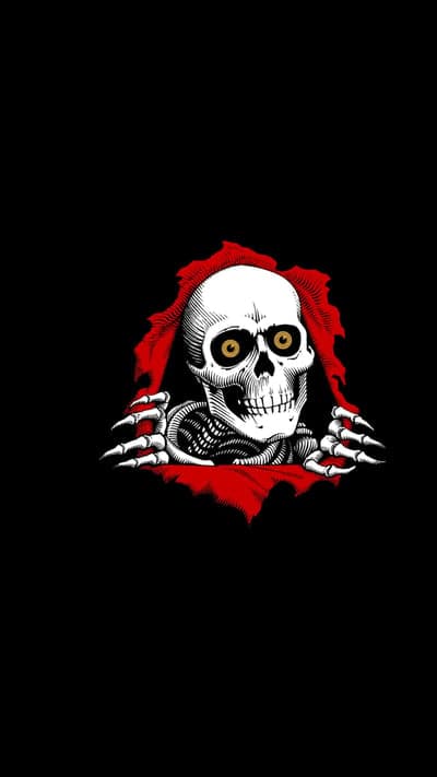Dark Gothic Skeleton Ripping Red Silk Vertical Background