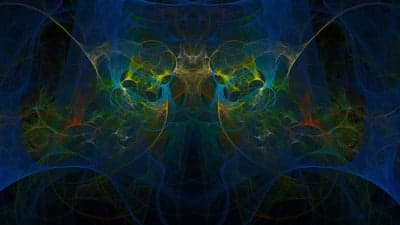 Swirling Blue and Gold Cosmic Fractal Mobile Wallpaper